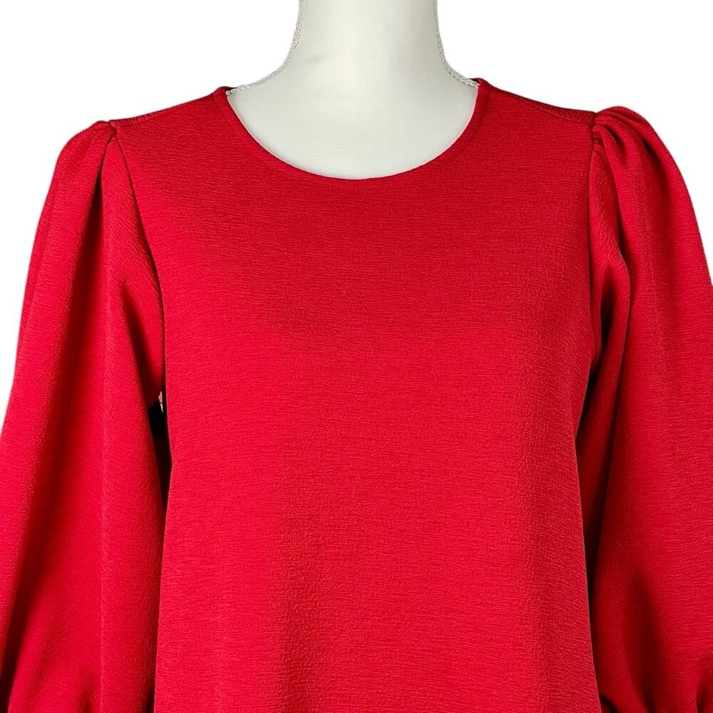 Free Assembly Dress Red Balloon Sleeve Women’s Size XS - Picture 2 of 8